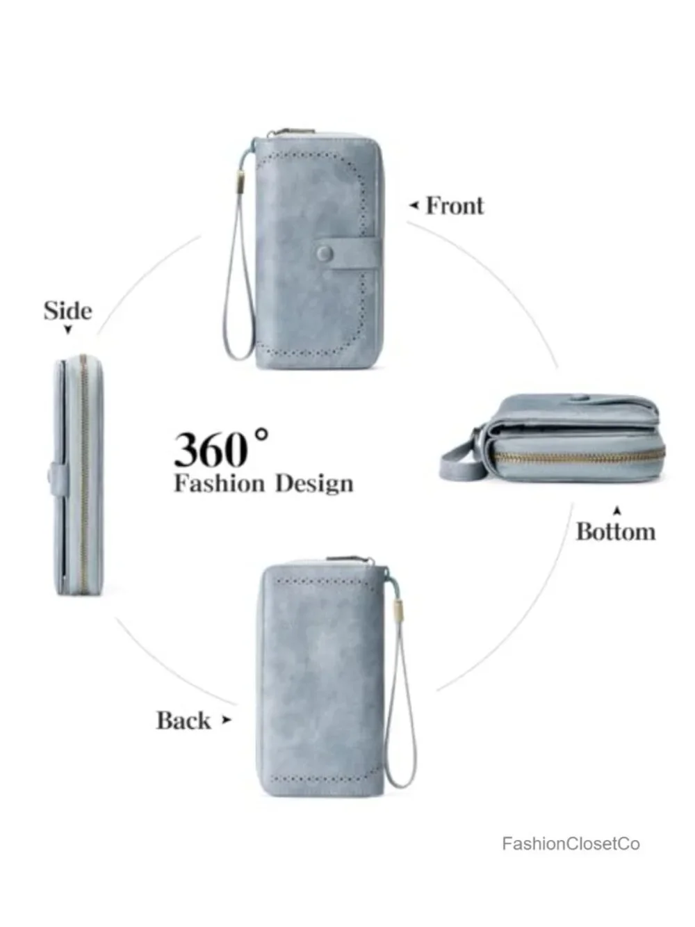 PU Leather RFID Blocking Credit Card Holder Wallet with Wristlet 45 Slots